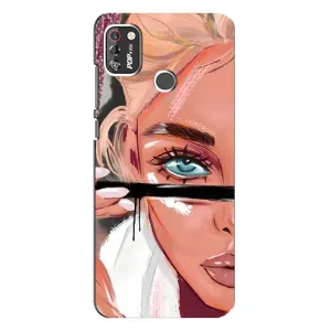 Силиконовый Чехол на TECNO POP 4 Pro с картинкой Стильных Девушек (Девушка и ресницы)
