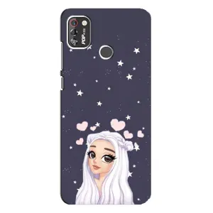 Чехол Стильные девушки на TECNO POP 4 Pro (Девушка и сердечки)