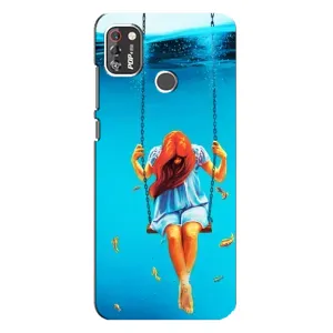 Чехол Стильные девушки на TECNO POP 4 Pro (Девушка на качели)