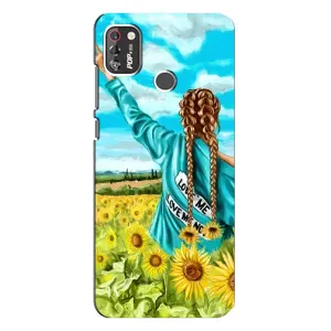 Чехол Стильные девушки на TECNO POP 4 Pro (Девушка на поле)