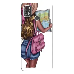 Чехол Стильные девушки на TECNO POP 4 Pro (Девушка Путешественник)