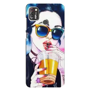 Чехол с картинкой Модные Девчонки TECNO POP 4 Pro (Девушка с коктейлем)