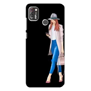 Чехол с картинкой Модные Девчонки TECNO POP 4 Pro (Девушка со смартфоном)