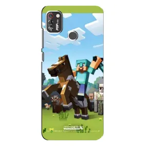 Чехлы для TECNO POP 4 Pro (Персонажи Майн Крафт) (На коне)