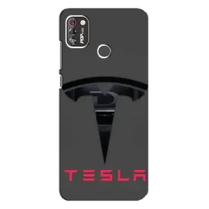 Силиконовый бампер с картинкой машины на TECNO POP 4 Pro (Logo TESLA)