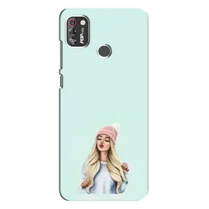 Силиконовый Чехол на TECNO POP 4 Pro с картинкой Стильных Девушек (В шапке)