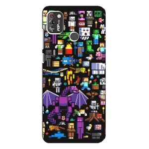 Чехол майнкрафт для TECNO POP 4 Pro (Все персонажи)