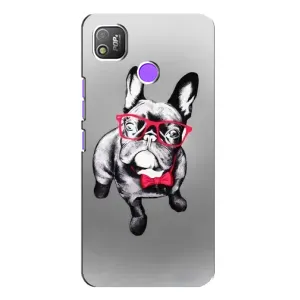 Чехол (ТПУ) Милые собачки для TECNO POP 4 (Бульдог в очках)