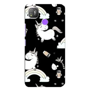 Чехол Unicorn на TECNO POP 4 (Единорог с кофе)