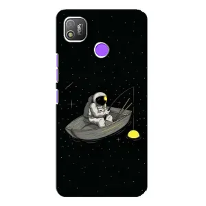 Силиконовый Чехол с принтом "Космонавты" на TECNO POP 4 (Космонавт на рыбалке)