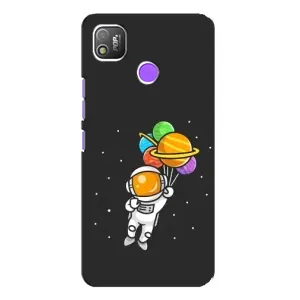 Силиконовый Чехол с принтом "Космонавты" на TECNO POP 4 (Космонавт с шариками)