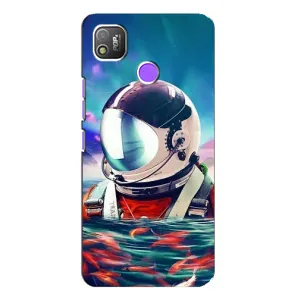 Силиконовый Чехол с принтом "Космонавты" на TECNO POP 4 (Космонавт в воде)