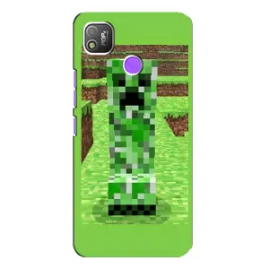 Чехлы для TECNO POP 4 (Персонажи Майн Крафт) (Крипер 2)