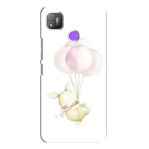 Силиконовый бампер с картинкой животных для TECNO POP 4 (Кролик и шарики)
