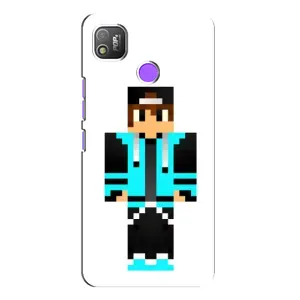Чехлы для TECNO POP 4 (Персонажи Майн Крафт) (Мальчик в голубом)