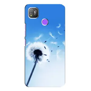 Силіконовий Чохол з кульбабками на TECNO POP 4 (Кульбабка на блакитному)