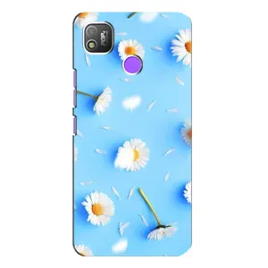 Чохол з Квітами для TECNO POP 4 (ромашки на блакитному)
