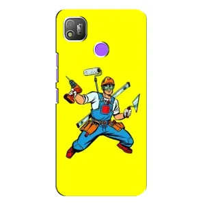 Силиконовый бампер (Работники) на TECNO POP 4 (Строитель)