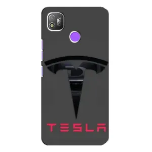 Силіконовий бампер з картинкою машини на TECNO POP 4 (Logo TESLA)