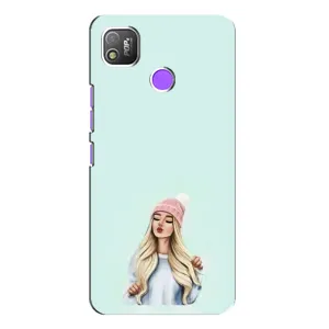 Силіконовый Чохол на TECNO POP 4 з картинкой Модных девушек (В шапці)