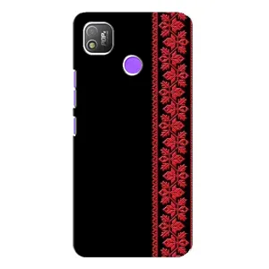 Силиконовый Чехол на TECNO POP 4 с картинкой Вышиванки (Вышиванка на черном)