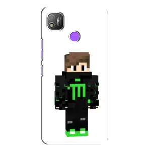 Чехлы для TECNO POP 4 (Персонажи Майн Крафт) (Зеленый мальчик)