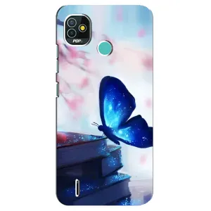 Силиконовый бампер с картинкой животных для TECNO Pop 5 (BD2p) (Бабочка синяя)