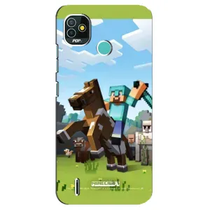 Чехлы для TECNO Pop 5 (BD2p) (Персонажи Майн Крафт) (На коне)