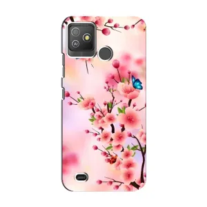 Чехол с принтом САКУРЫ на Tecno Pop 5 GO (Бабочки на сакуре)