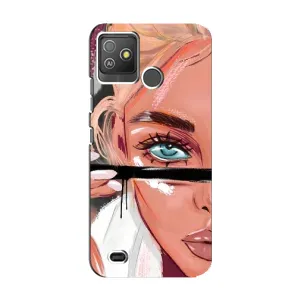 Силіконовый Чохол на Tecno Pop 5 GO з картинкой Модных девушек (Дівчина та вії)