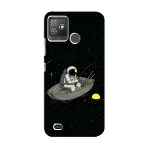 Силиконовый Чехол с принтом "Космонавты" на Tecno Pop 5 GO (Космонавт на рыбалке)