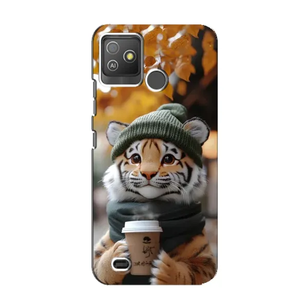 Чехол с рисунком «Тигр с кофе» для TECNO Pop 5 GO Чехол с рисунком «Тигр с кофе» для TECNO Pop 5 GO