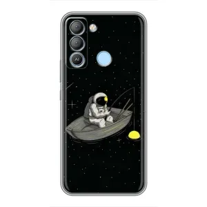 Силіконовый Чохол з принтом "Космонавти" на TECNO Pop 5 LTE (Космонавт на рибалці)