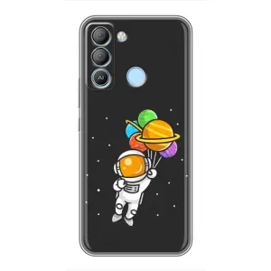 Силіконовый Чохол з принтом "Космонавти" на TECNO Pop 5 LTE (Космонавт з кульками)