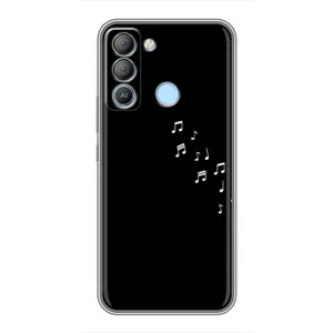 Чехол с картинками на черном фоне для TECNO Pop 5 LTE (Ноты)