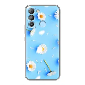 Чехол с Цветами для TECNO Pop 5 LTE (ромашки на голубом)