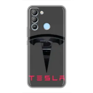 Силиконовый бампер с картинкой машины на TECNO Pop 5 LTE (Logo TESLA)