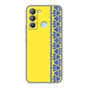 Силіконовый Чохол на TECNO Pop 5 LTE (Вишиванка на жовтому фоні)
