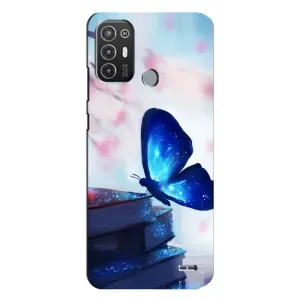 Силиконовый бампер с картинкой животных для TECNO Pop 6 Pro (BE8) (Бабочка синяя)