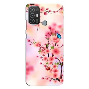 Чехол с принтом САКУРЫ на TECNO Pop 6 Pro (BE8) (Бабочки на сакуре)