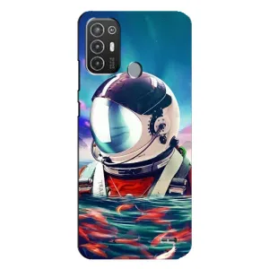 Силиконовый Чехол с принтом "Космонавты" на TECNO Pop 6 Pro (BE8)