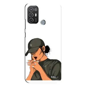 Силіконовый Чохол на TECNO Pop 6 Pro (BE8) з картинкой Модных девушек (У зеленому)