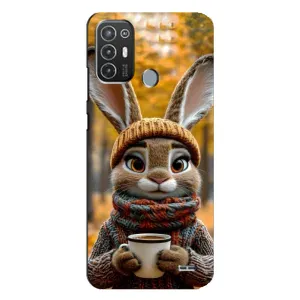 Печатный чехол «Зверята с кофе» для TECNO Pop 6 Pro (BE8) (Зайчик с кофе)