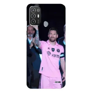 Чехлы Лео Месси в Майами на TECNO Pop 6 Pro (BE8) (Золотой мяч Месси)