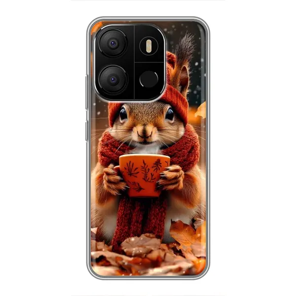 Чехол с рисунком «Белка с кофе» для TECNO Pop 7 Pro Чехол с рисунком «Белка с кофе» для TECNO Pop 7 Pro