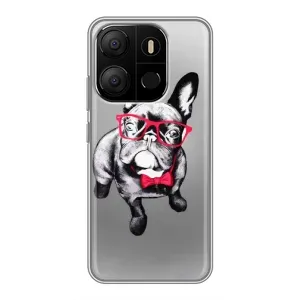Чохол (ТПУ) Милі песики для Tecno Pop 7 Pro (Бульдог в окулярах)