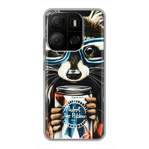 Чехол с рисунком «Енот в очках» для TECNO Pop 7 Pro Чехол с рисунком «Енот в очках» для TECNO Pop 7 Pro