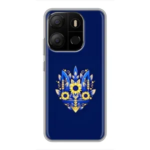Чохол з картинкою (Патріотичний ГЕРБ) на Tecno Pop 7 Pro (Герб в квітах)
