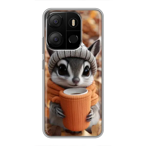 Чехол с рисунком «Грызунчик с кофе» для TECNO Pop 7 Pro Чехол с рисунком «Грызунчик с кофе» для TECNO Pop 7 Pro