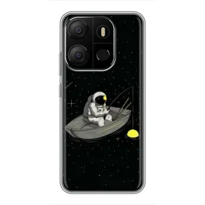 Силиконовый Чехол с принтом "Космонавты" на Tecno Pop 7 Pro (Космонавт на рыбалке)
